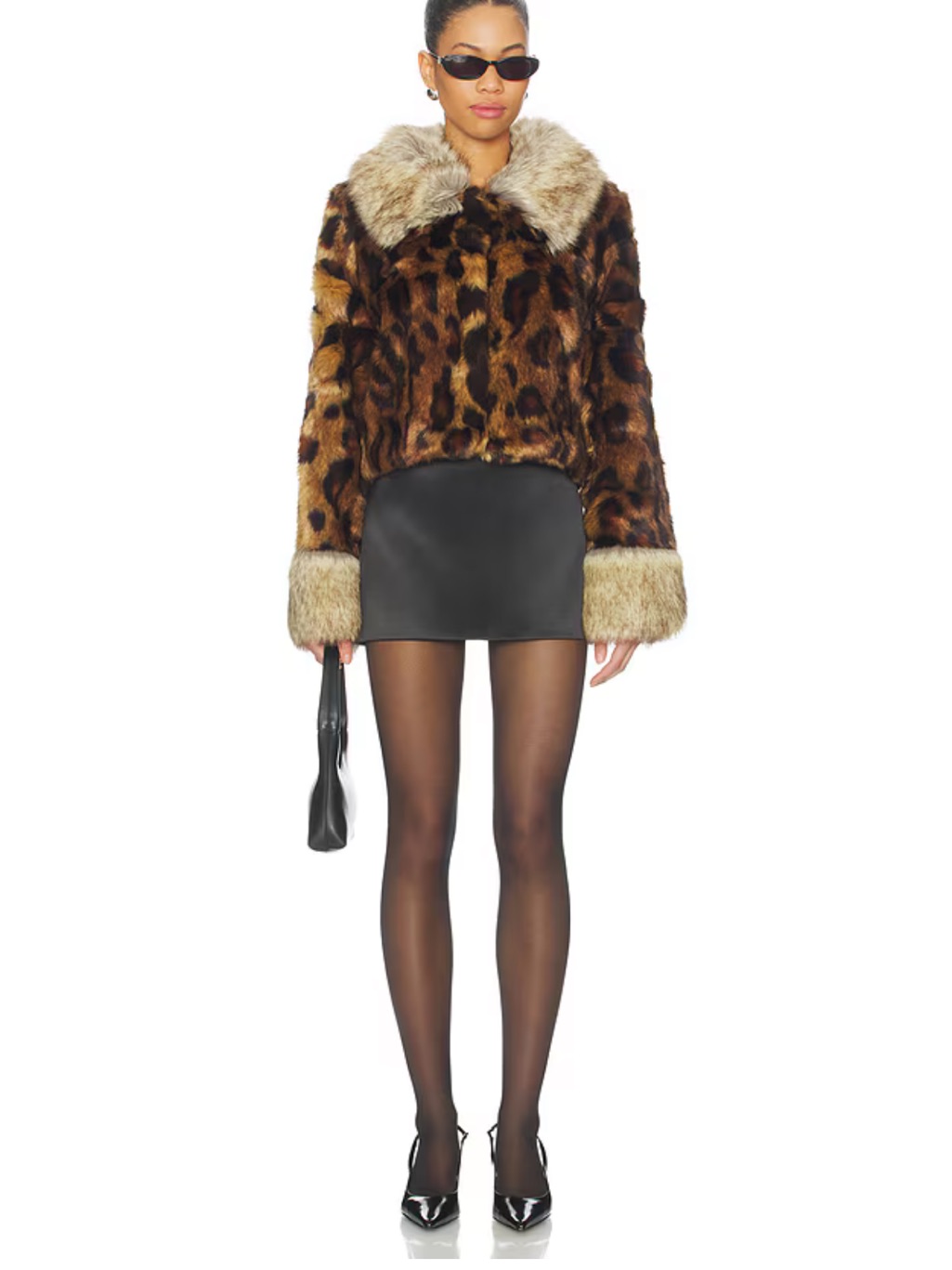 Unreal Fur Leopard-Print Teddy Jacket With Cream Collar & Cuffs Unreal Fur